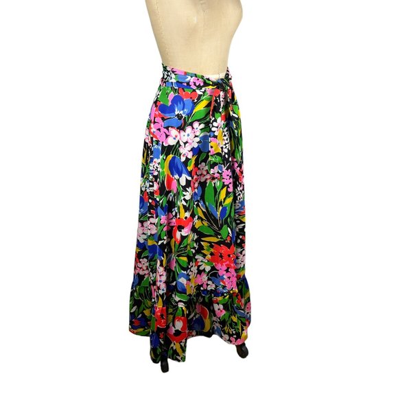 1960s 70s floral maxi peasant skirt with ruffled hem by Century of Boston Size M - Picture 2 of 7